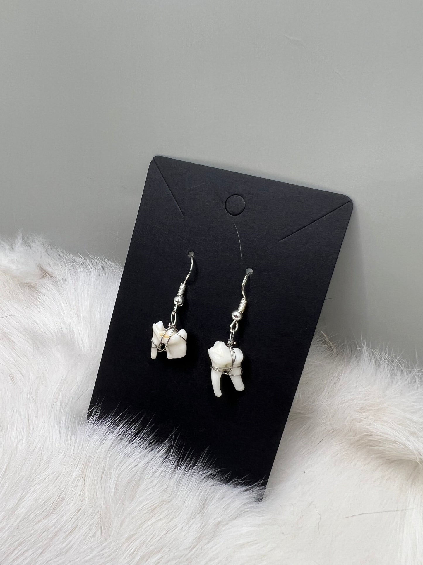 Raccoon Tooth Earrings - Silver V2